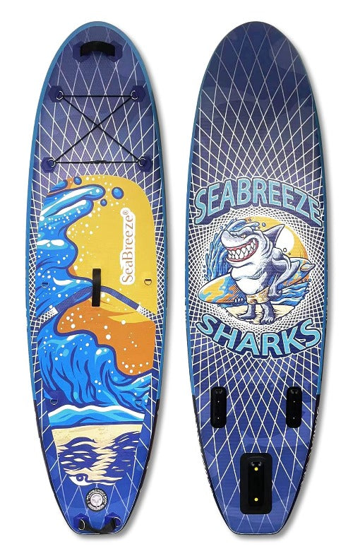 Blåmønstret SUP brett til barn SeaBreeze sharks  design